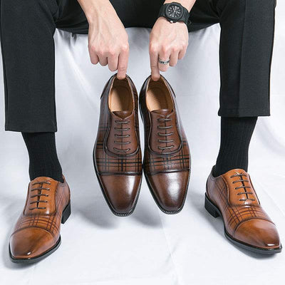 Zapatos de Cuero Ejecutivos Estilo Británico Punta Cuadrada Transpirables