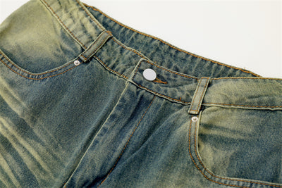 Pantalones Denim Harlan Patchwork Azul y Amarillo Desteñido - Image 6