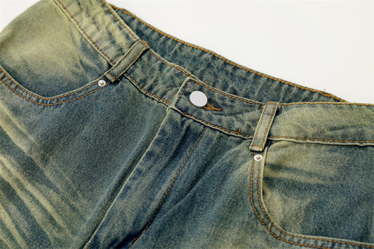 Pantalones Denim Harlan Patchwork Azul y Amarillo Desteñido - Image 6