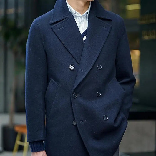 Abrigo de Lana Slim Fit Estilo Náutico Retro para Hombre - Image 9