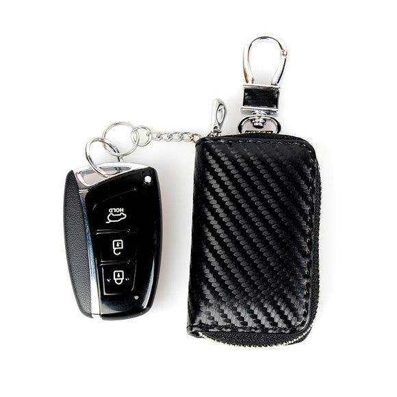 Cartera Portallaves de Cuero Microfibra con Textura Fibra de Carbono