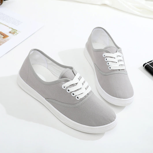 Zapatillas de Lona con Cordones Estilo Coreano Blancas para Estudiantes - Image 9