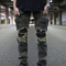 Pantalón de Trabajo Militar Slim con Parches de Cuero - Estilo Vintage Caqui