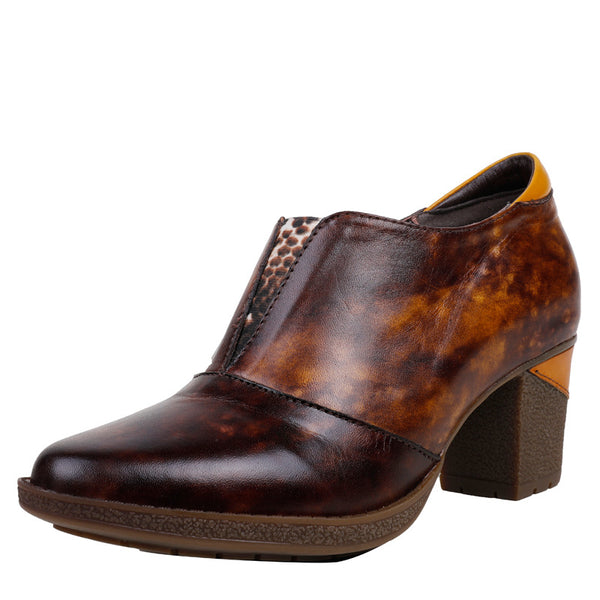 Zapatos Artesanales de Tacón Grueso Estilo Étnico