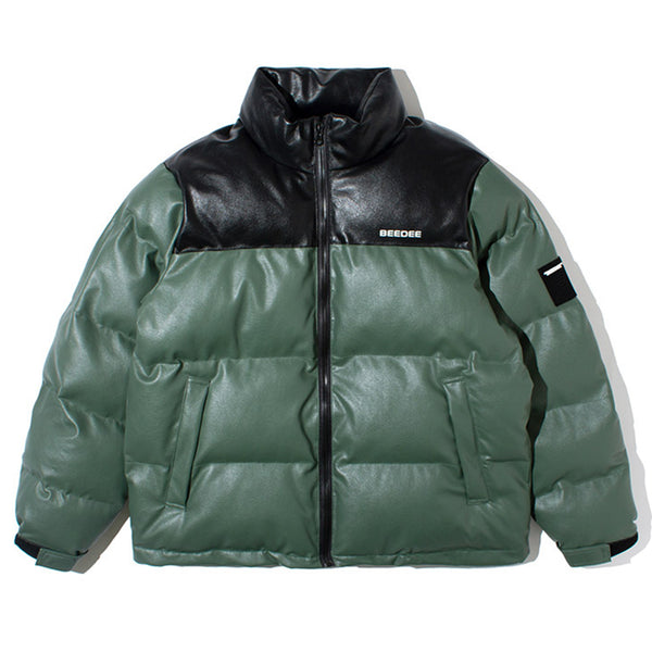 Chaqueta de Algodón con Cuello Alzado en Cuero PU - Estilo Moderno para Hombre