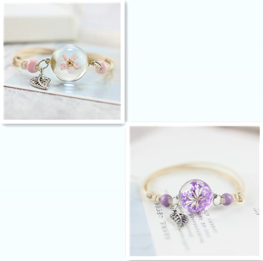 Pulsera Esfera de Cristal con Flores Secas - Diente de León y Estrellas - Image 38