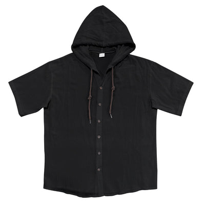 Camisa Suelta con Capucha y Manga Corta para Hombre - Image 40