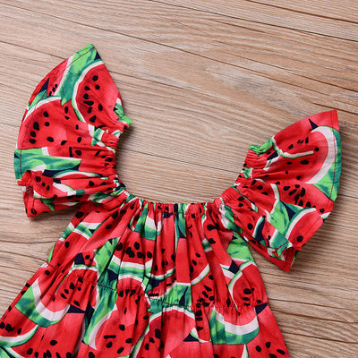 Enterizo para Bebé Estampado Sandía con Encaje Rojo - Image 2