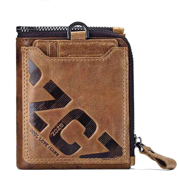 Billetera de Cuero Retro Crazy Cow para Hombre