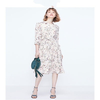 Vestido Plisado Floral A-Line con Cintura Ajustada en Gasa - Image 10