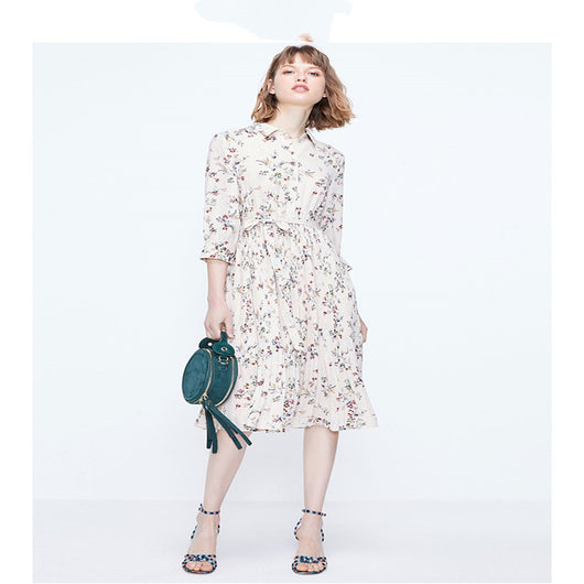 Vestido Plisado Floral A-Line con Cintura Ajustada en Gasa - Image 10