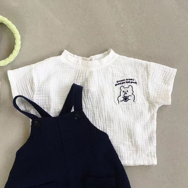 Conjunto Elegante para Bebé: Camisa de Manga Corta con Pantalón Tipo Tirantes Estilo Occidental - Image 3