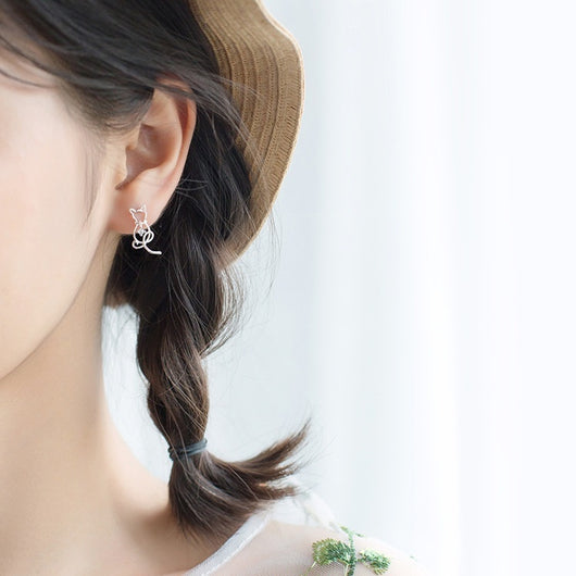 Aretes de Gato Minimalista en Aleación - Diseño Adorable para Mujer - Image 6