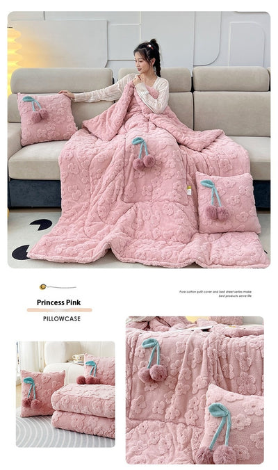 Almohada y Manta 2 en 1 de Felpa Gruesa para Niñas - Image 20