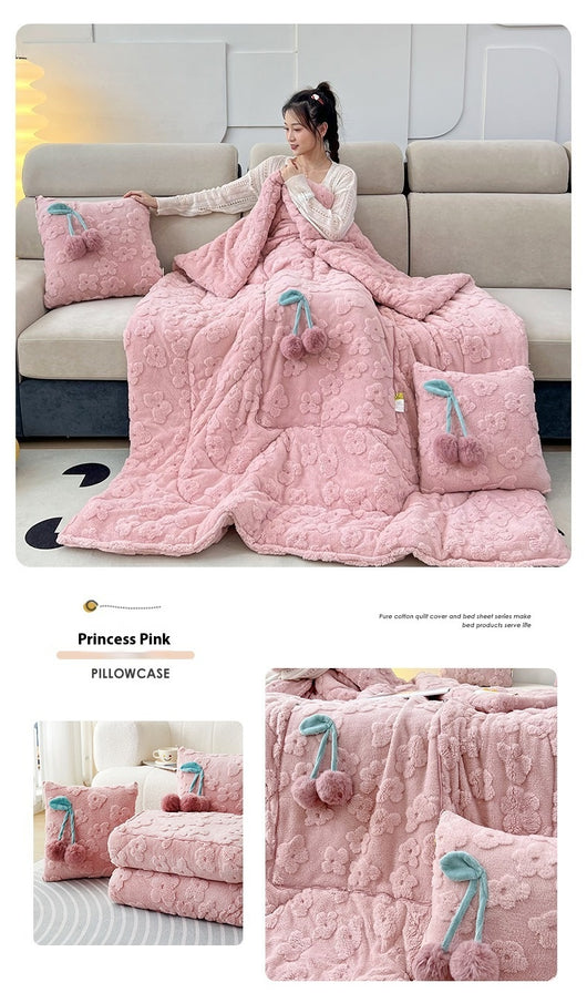 Almohada y Manta 2 en 1 de Felpa Gruesa para Niñas - Image 20
