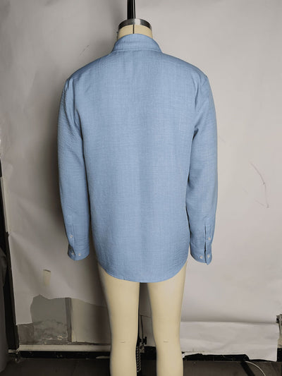 Camisa Casual de Manga Larga en Colores Sólidos - Transpirable y Cómoda - Image 10