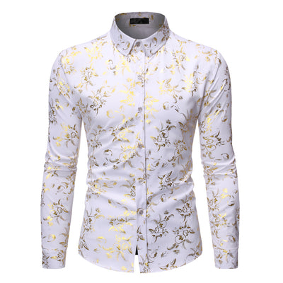 Camisa Casual Hombre con Estampado Floral Bronce - Image 12
