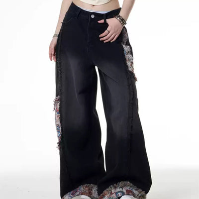 Jeans Rectos Sueltos con Costuras Retro Bordadas para Mujer - Verano - Image 4