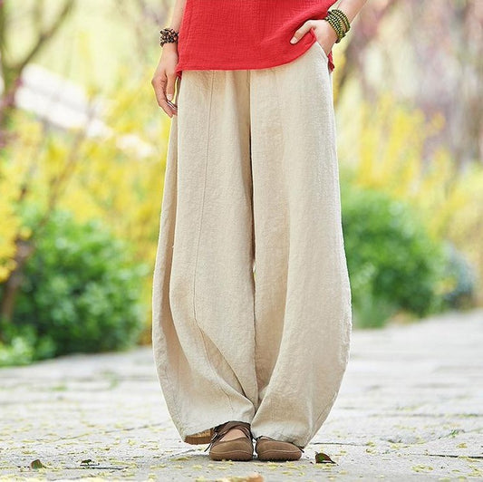 Pantalones Holgados Cintura Ajustada Talla Grande para Mujer