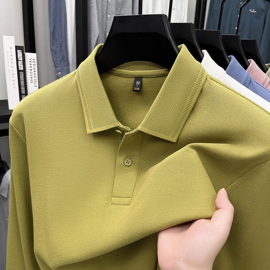 Polo de Algodón Mercerizado Manga Larga para Hombre - Ropa Casual Primavera Otoño - Image 9