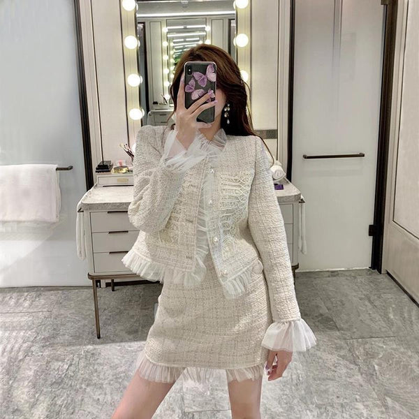 Conjunto de Dos Piezas Casual Estilo Occidental con Detalles de Trabajo