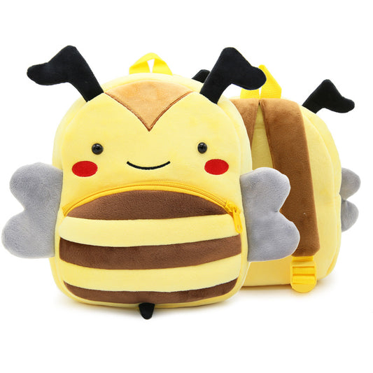 Cute green plush dinosaur backpack with red spikes, a blue front pocket, and yellow horn, for kindergarten children. - Image 2