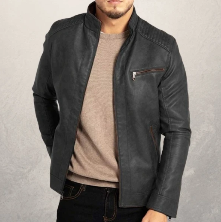 Chaqueta de Motociclista Punk con Cuello Alto para Hombre - Image 2