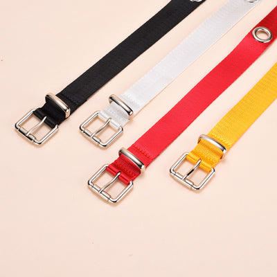 Black canvas belt with silver-tone metal eyelets and a pin buckle, designed to be tied. - Image 12