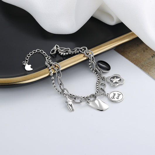 Pulsera de Plata Esterlina con Dije Doble Capa - Image 3