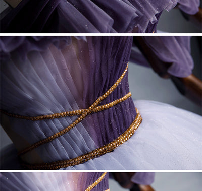 Vestido Elegante de Tul con Detalle Fruncido y Estampado Estrellado - Image 12