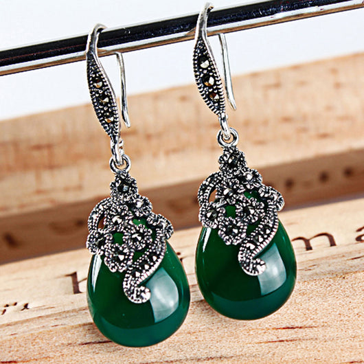 Aretes de Calcedonia Verde Vintage - Image 6