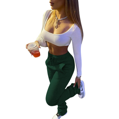 Pantalones Casuales Gruesos con Efecto Apilado para Mujer - Image 5