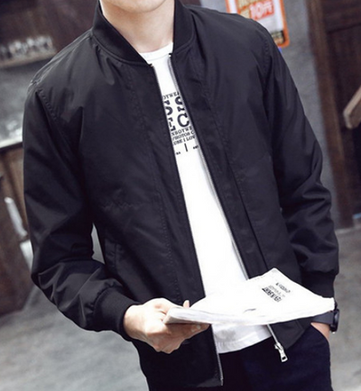 Chaqueta Beisbolera Delgada Hombre Primavera Otoño - Corte Ajustado Coreano Talla Grande