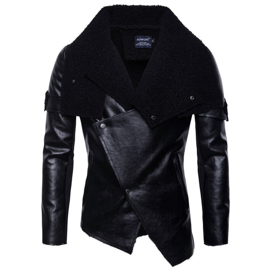 Chaqueta de Cuero Motociclista para Hombre con Acabado Vintage