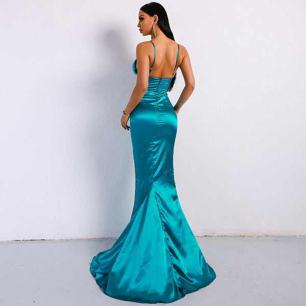 Vestido de Noche Espalda Descubierta Cuello V Mujer
