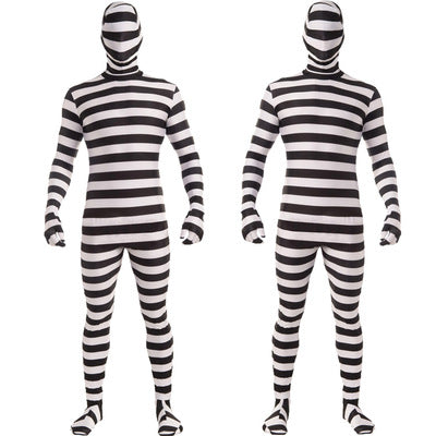 Uniforme de Presidiario Blanco y Negro para Halloween
