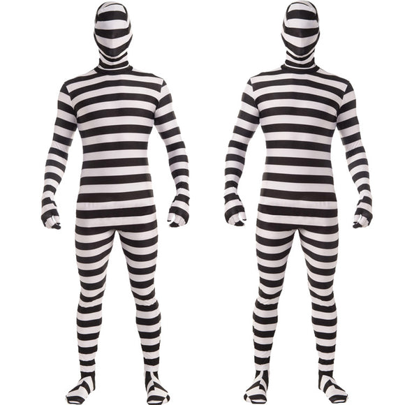 Uniforme de Presidiario Blanco y Negro para Halloween