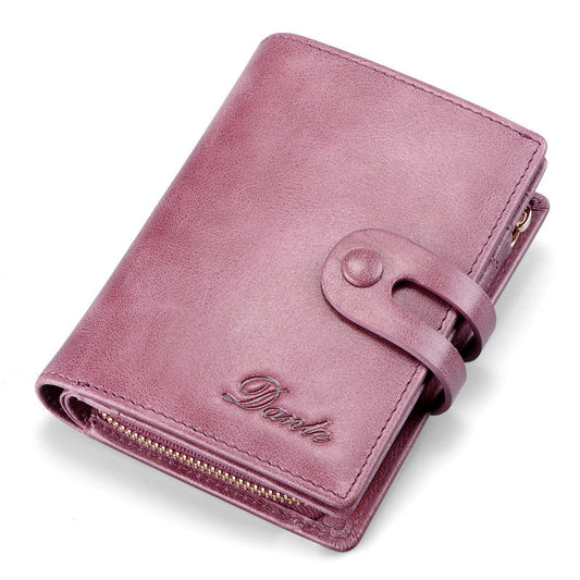 Billetera Corta Vintage para Hombre con Cierre de Cuero