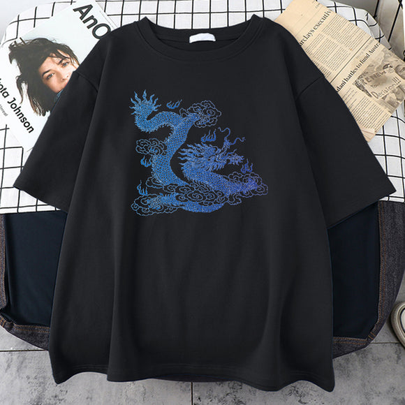 Playera Hombre Dragón Japonés Estampado Minimalista