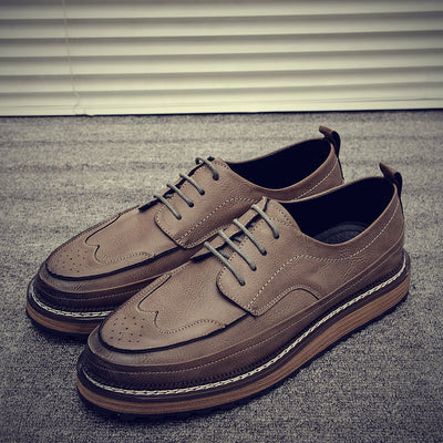 Zapatos de Cuero Tallado para Hombre con Diseño Brogue