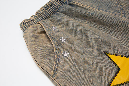 Shorts de Mezclilla con Parche Bordado Pentagrama para Hombre - Image 7