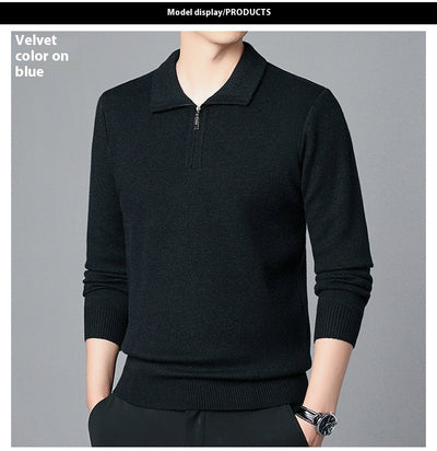 Suéter de Lana 100% Premium con Cuello Solapa - Manga Larga Tejida para Hombre - Image 34