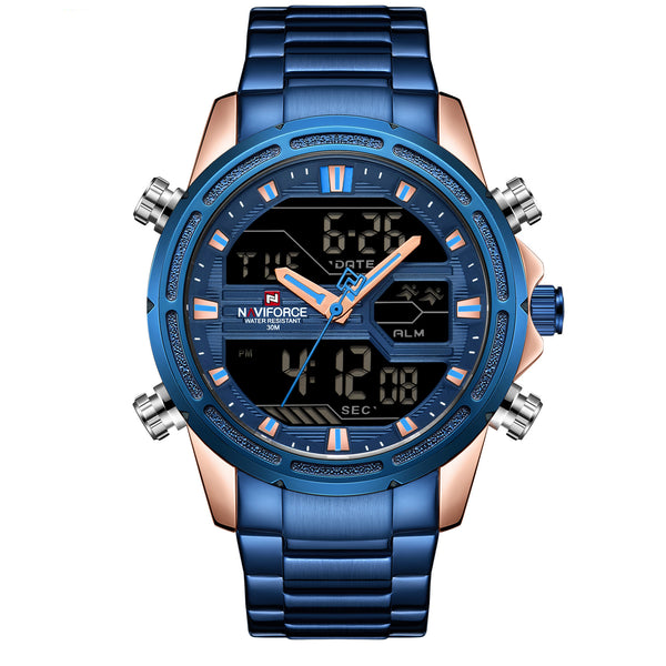 Reloj de Pulsera Deportivo Resistente al Agua con Banda de Acero