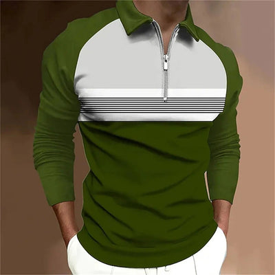 Polo Manga Larga con Cierre y Contraste de Colores - Image 20