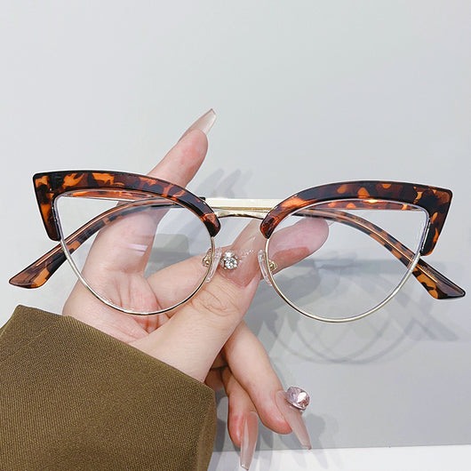 Gafas Elegantes Marco Grande Metal Mitad Inferior - Image 2