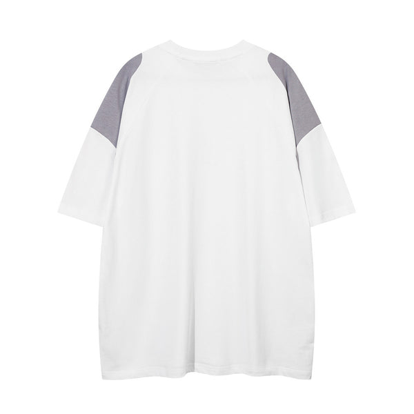 Camiseta Suelta de Manga Corta con Contraste de Colores para Hombre