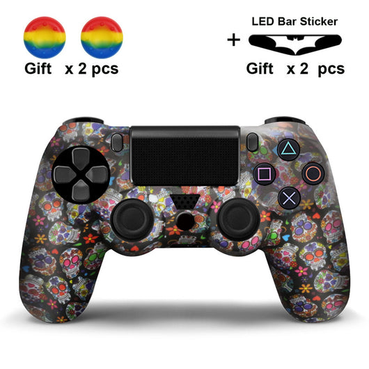 Black and white paisley PS4 controller protector with two black thumb grip covers and two Batman LED bar stickers. - Image 8
