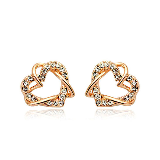 Aretes de Corazón en Oro Laminado y Oro Rosado