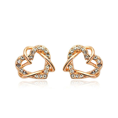 Aretes de Corazón en Oro Laminado y Oro Rosado