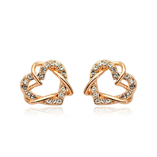 Aretes de Corazón en Oro Laminado y Oro Rosado